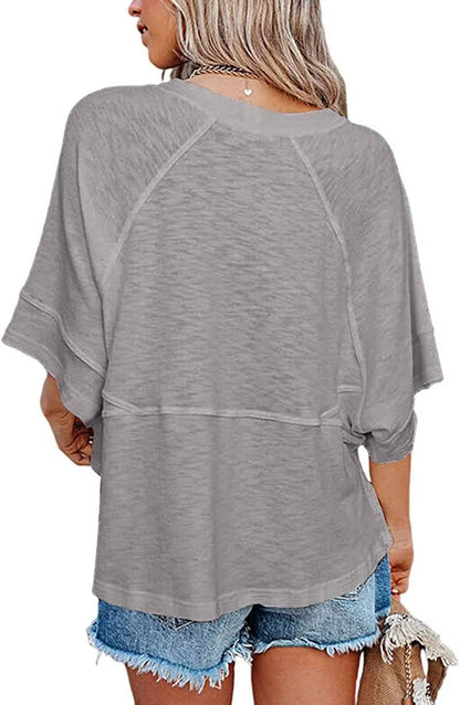Women's Batwing Sleeve Top Oversized Crew Neck, Flowy Loose Fit Tee