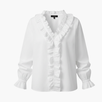 Damenbluse Regular Fit mit V-Ausschnitt und Rüschen Freizeit
