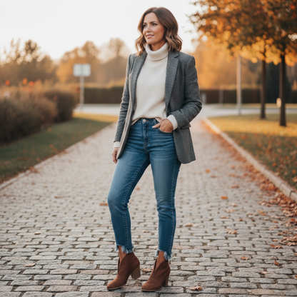 Bottines Femme à Coupe V – Style Chic à Enfiler avec Talon Épais