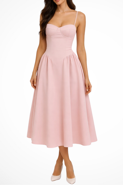 Seren | Women’s Corset Bodice A Line Elegant Midi Wedding Guests Dress