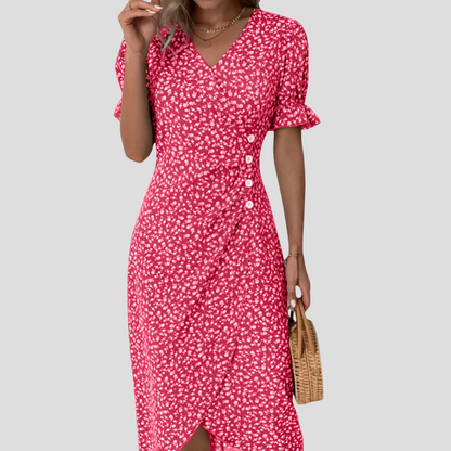 Damska Sukienka Midi W Kwiaty | Elegancki Letni Nadruk