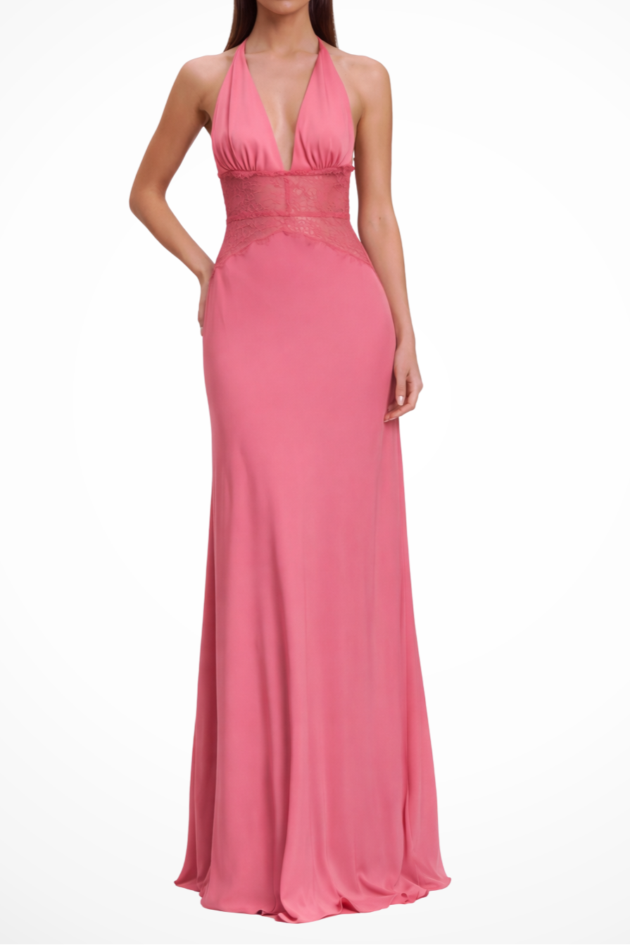 Imogen | Women Halter Neck Backless Maxi Wedding Guest Dress