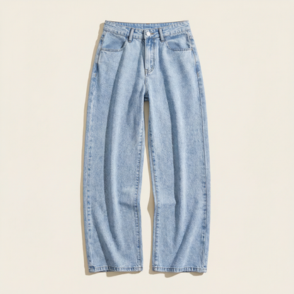 Women’s High Waist Wide Leg Denim Jeans – Full Length Loose Fit Pants