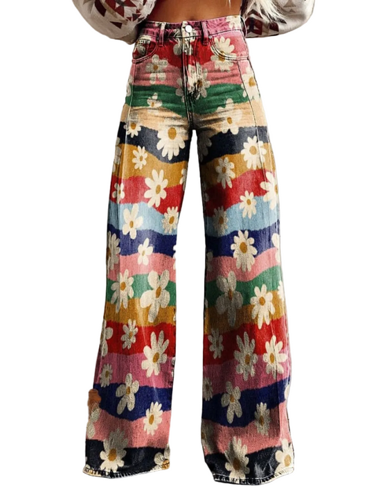 ELIANE™ - Retro Floral Wide-Leg Pants