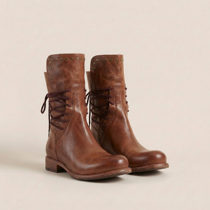 Women’s Lace-Up Ankle Boots – Low Heel Design