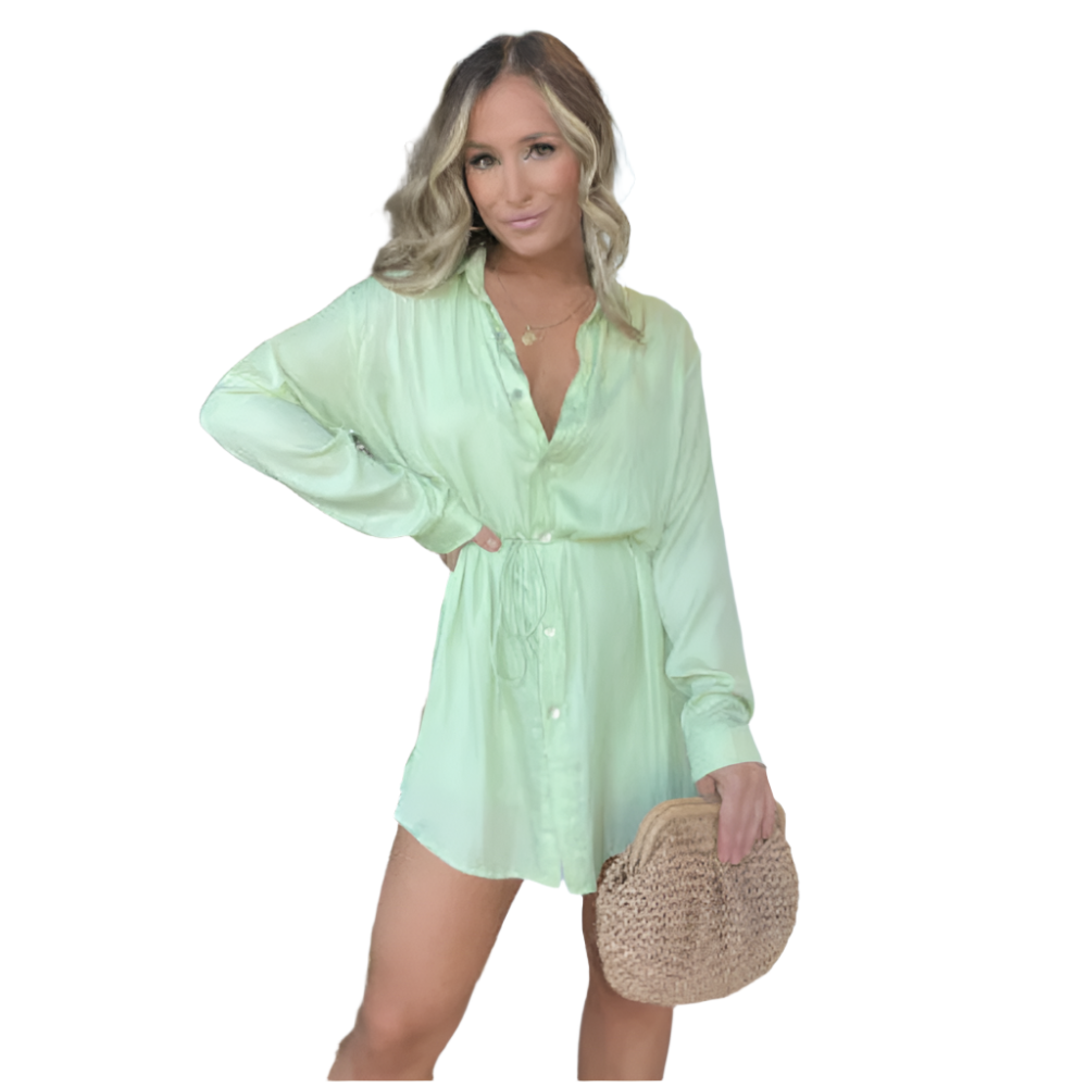 Womens Long Sleeve Jumpsuit With Button Fashion Shirt Dress For Clothing