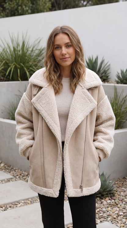 Women's Oversized Lapel Sherpa Jacket
