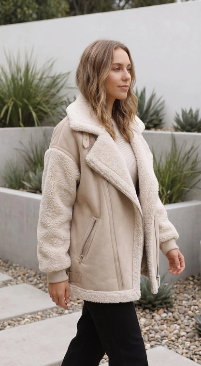 Women's Oversized Lapel Sherpa Jacket