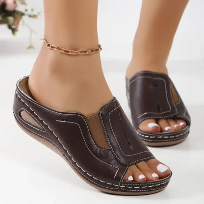Women's Sandals Open Toe Slip On Low Wedge
