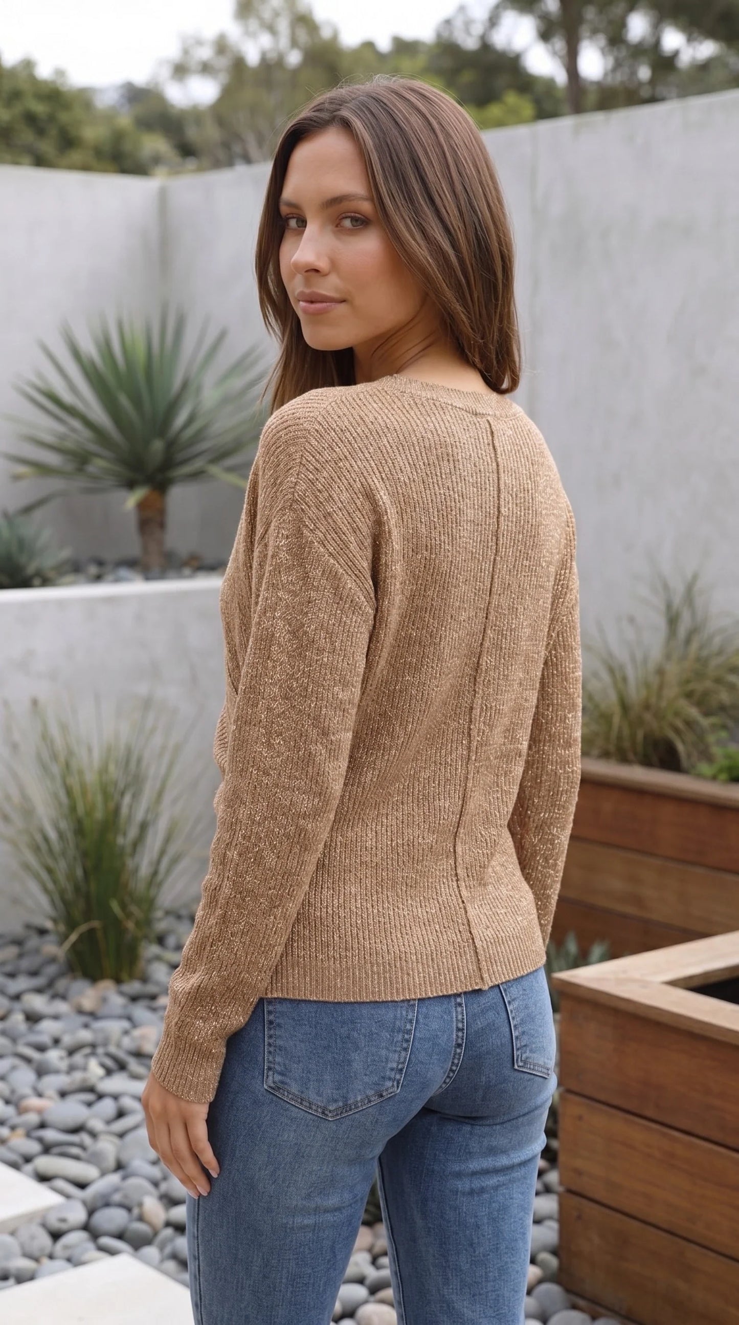 Women’s V Neck Wrap Style Knit Top With Ruched Detail