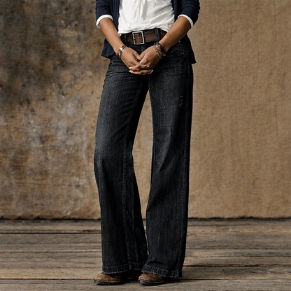 Women's Wide Leg Washed Denim Jeans with High Waist