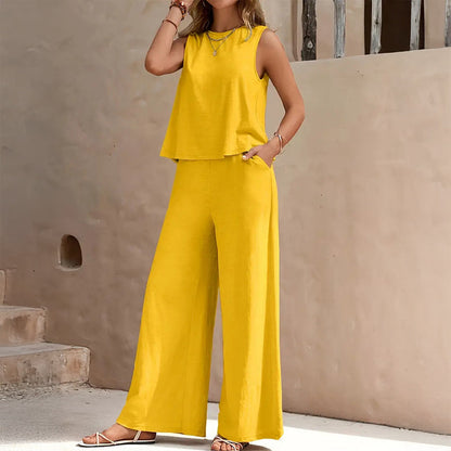 Women's breathable cotton blend 2-piece set | Relaxed summer outfit 0
