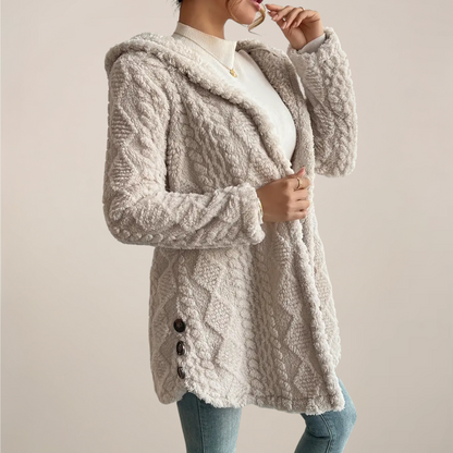 Evelyn | Women Spring Hooded fakturowany cardigan