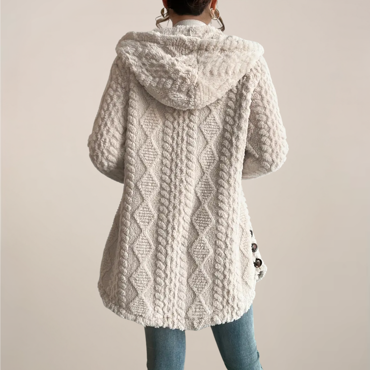 Evelyn | Women Spring Hooded fakturowany cardigan