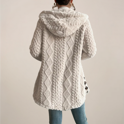 Evelyn | Women Spring Hooded fakturowany cardigan