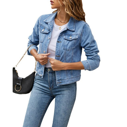 Women’s Denim Jacket | Timeless Design, Comfortable Fit-Women's Jackets-Mykonostore-Sky Blue-S-Mykonostore