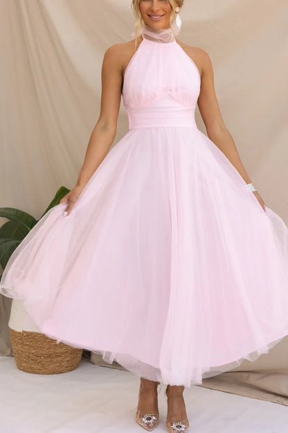 Women's Elegant Off-the-Shoulder Evening Dress | Chic Sleeveless Formal Gown-Mykonostore-Pink-S-Mykonostore