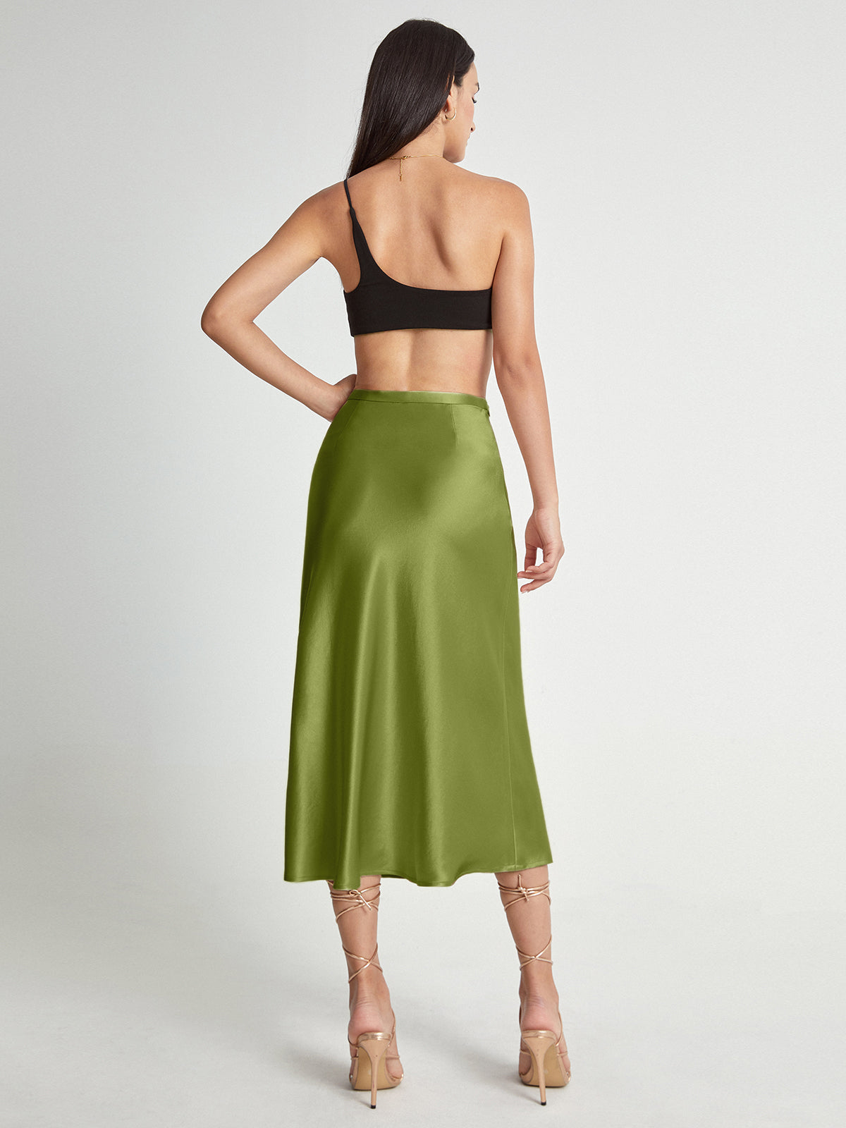 Camila | Damska Elegancka Spódnica Midi z Wysokim Stanem Satynowa