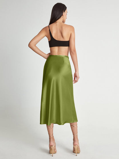 Camila | Damska Elegancka Spódnica Midi z Wysokim Stanem Satynowa