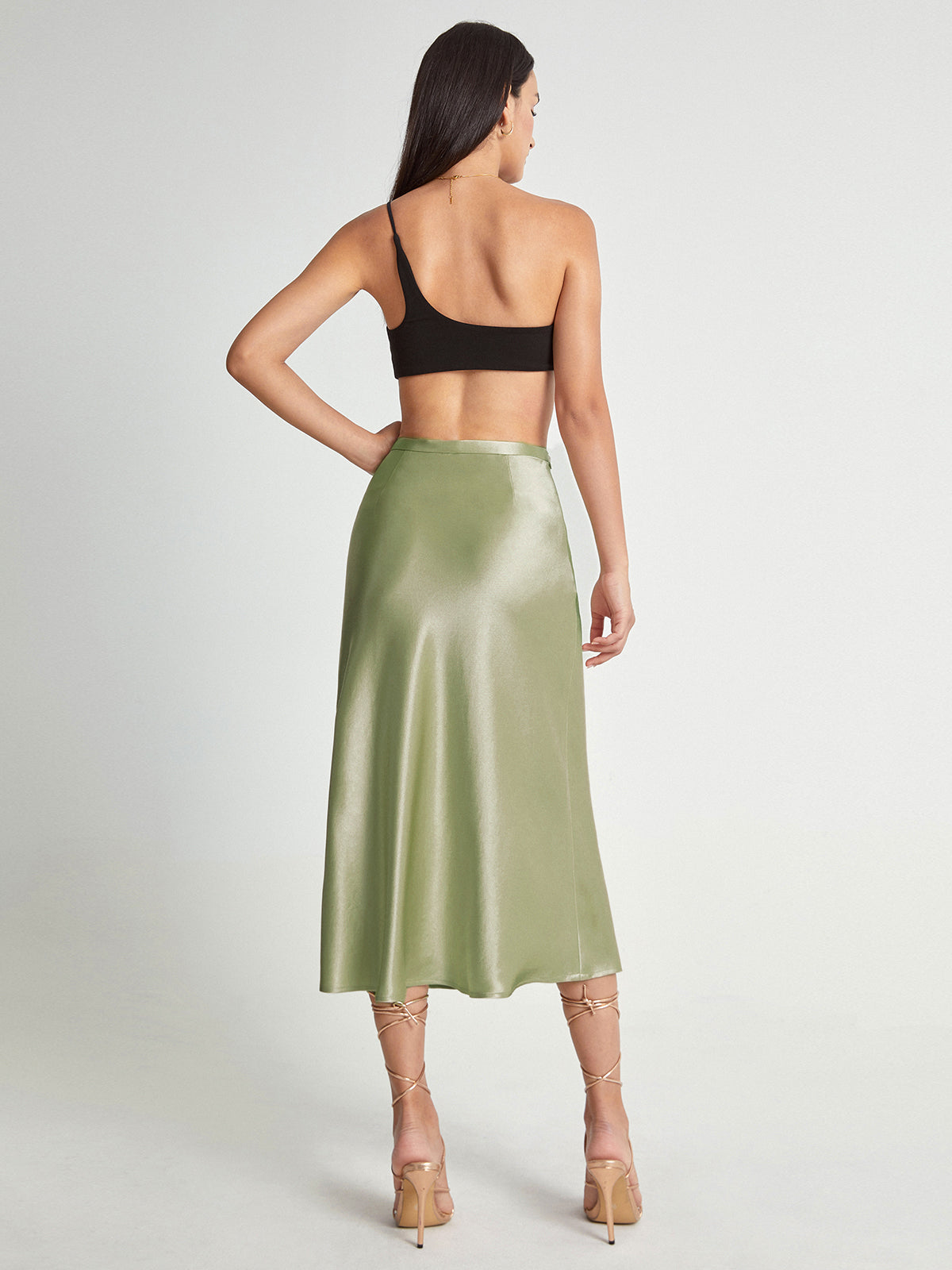 Camila | Damska Elegancka Spódnica Midi z Wysokim Stanem Satynowa