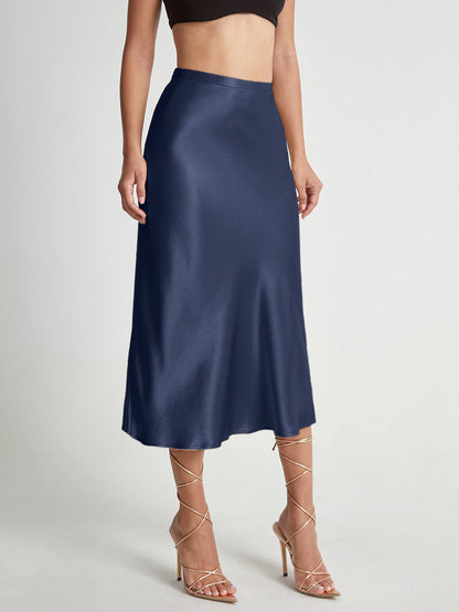 Camila | Damska Elegancka Spódnica Midi z Wysokim Stanem Satynowa