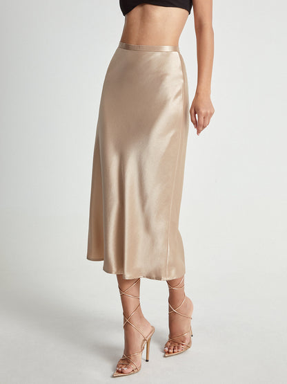 Camila | Damska Elegancka Spódnica Midi z Wysokim Stanem Satynowa