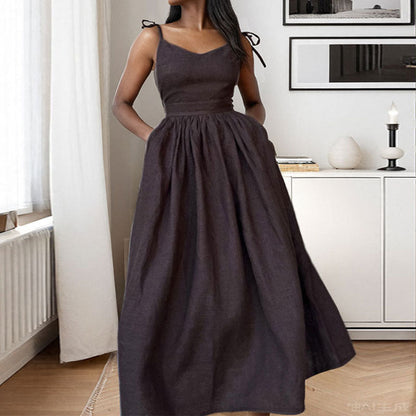 Maria | Women Midi dress V Neck Open Back slit