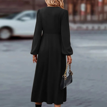 Olivia | Women's Maxi Dress With Long Sleeves And Contrast Buttons | Elegant