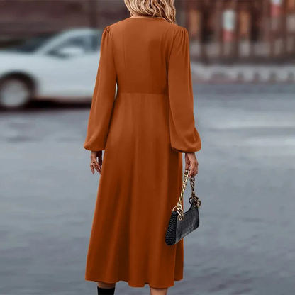 Olivia | Women's Maxi Dress With Long Sleeves And Contrast Buttons | Elegant