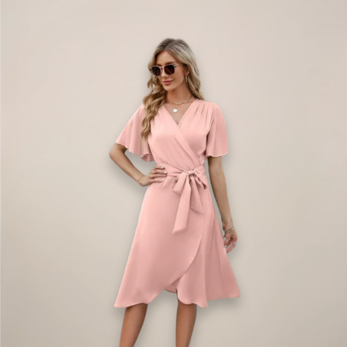 Jasmine | Women Midi kopertowy dress z wiązanie z przodu