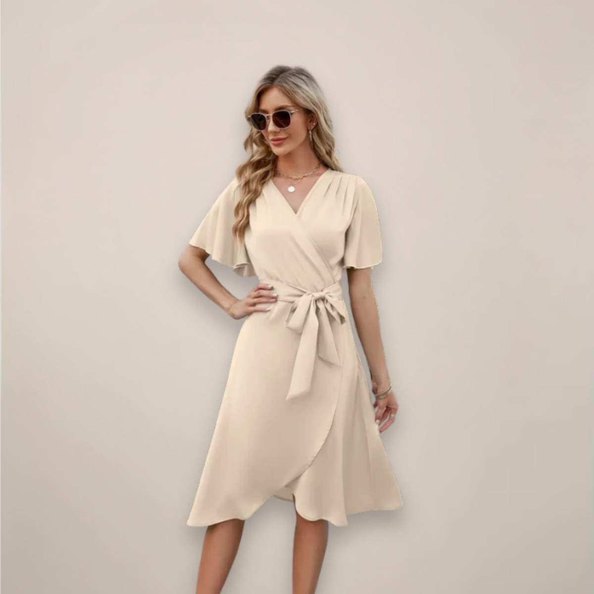 Jasmine | Women Midi kopertowy dress z wiązanie z przodu