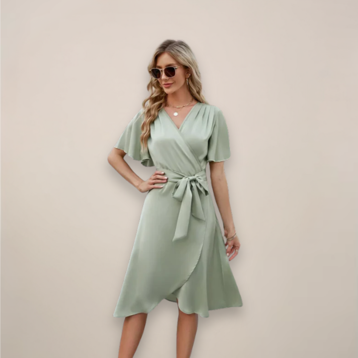 Jasmine | Women Midi kopertowy dress z wiązanie z przodu