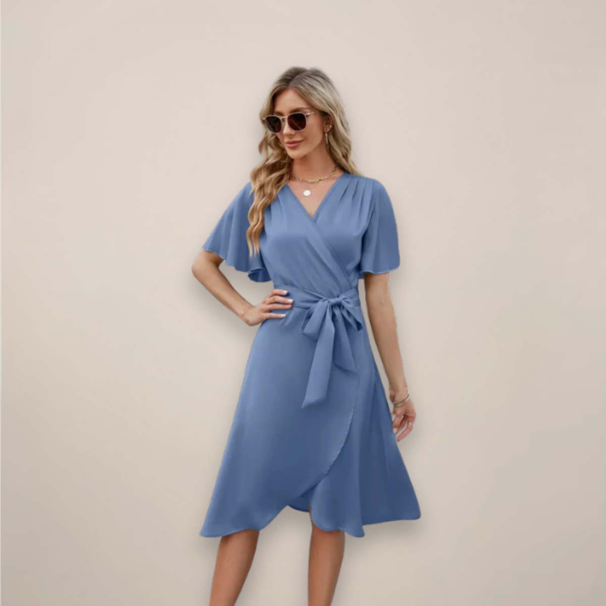 Jasmine | Women’s Midi Wrap Dress With Front Tie