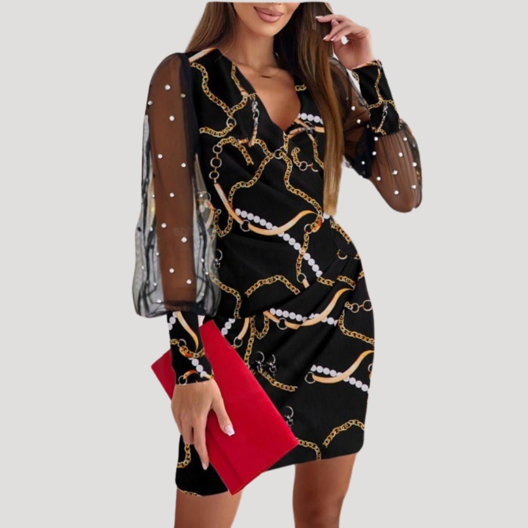 Jenny | Women Mini kopertowy dress przezroczysty Sleeve V Neck