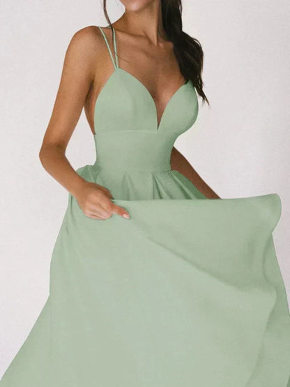 Women's Smooth V-Neck Mini Dress | Elegant Strappy Summer Cocktail Dress-Mykonostore-Mykonostore