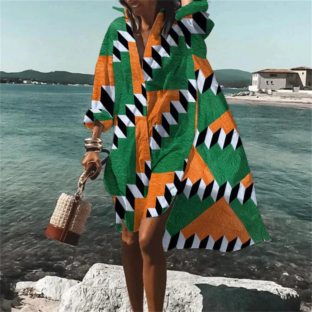 Women's Soft Fabric Beach Cover Up | Vibrant Knee-Length Summer Dress-Mykonostore-Green-S-Mykonostore