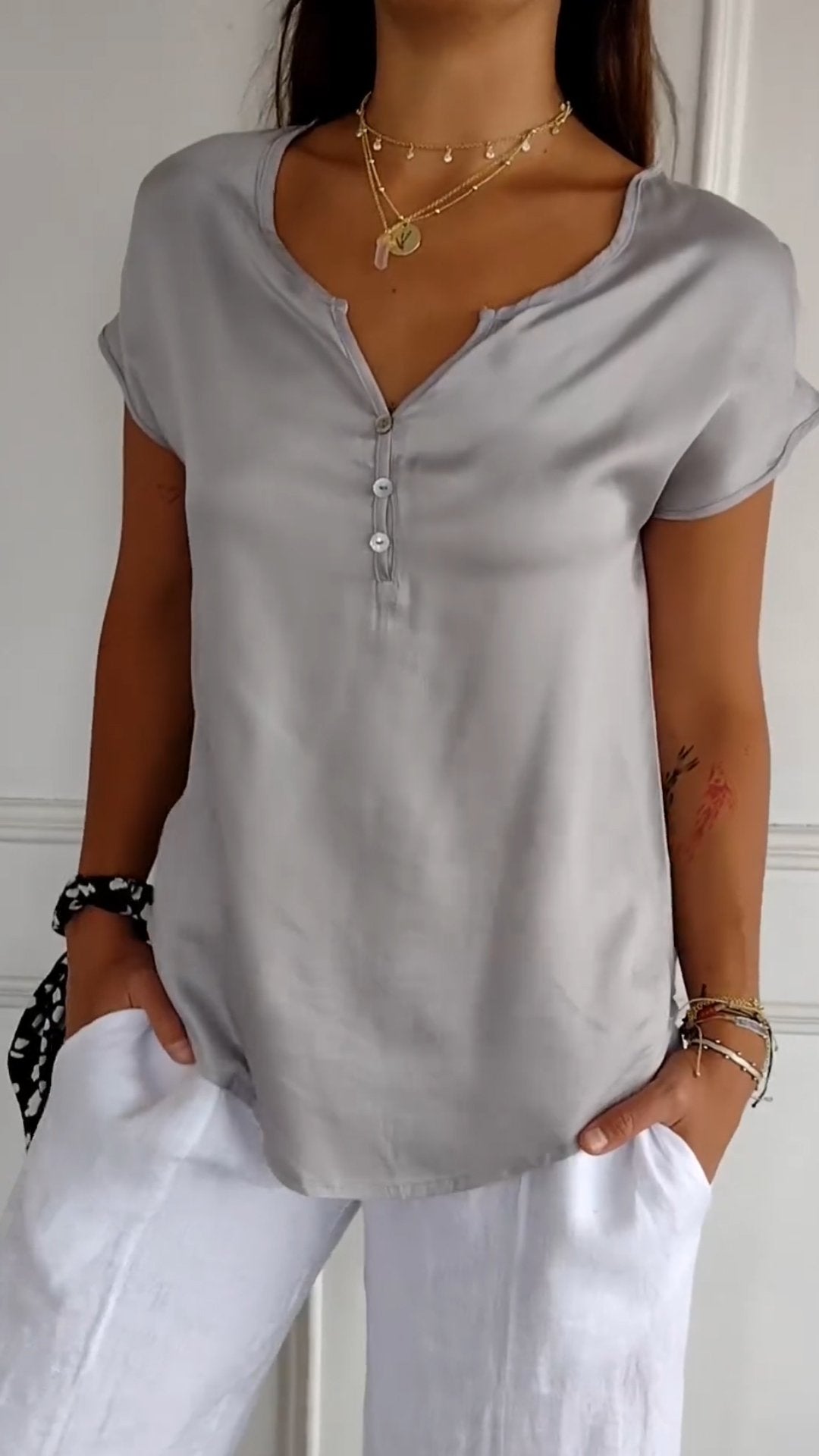Women's Soft Touch V-Neck T-Shirt | Relaxed Fit Everyday Top-Mykonostore-Mykonostore