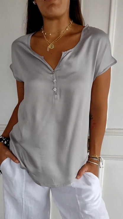 Women's Soft Touch V-Neck T-Shirt | Relaxed Fit Everyday Top-Mykonostore-Gray-S-Mykonostore