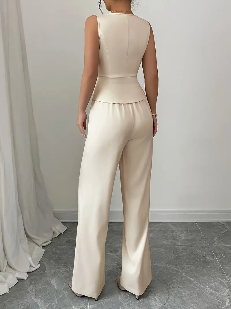 Women Spring Sleeveless Wide-Leg Set