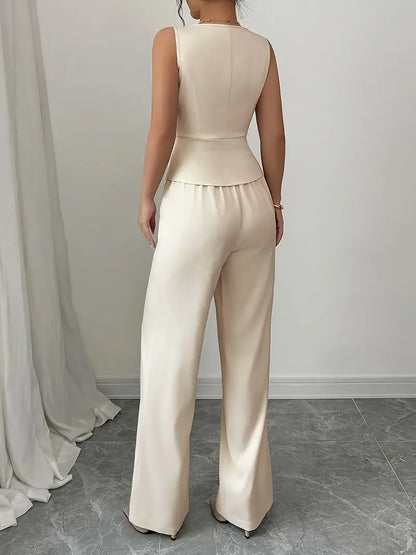 Women Spring Sleeveless Wide-Leg Set