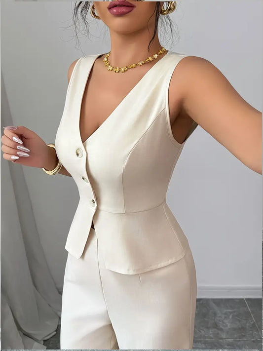 Women Spring Sleeveless Wide-Leg Set