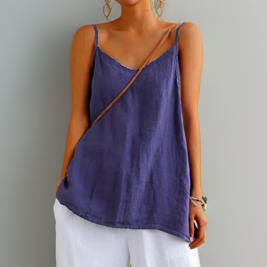Linen Cami Women's V-Neck Loose Sleeveless Vest Top