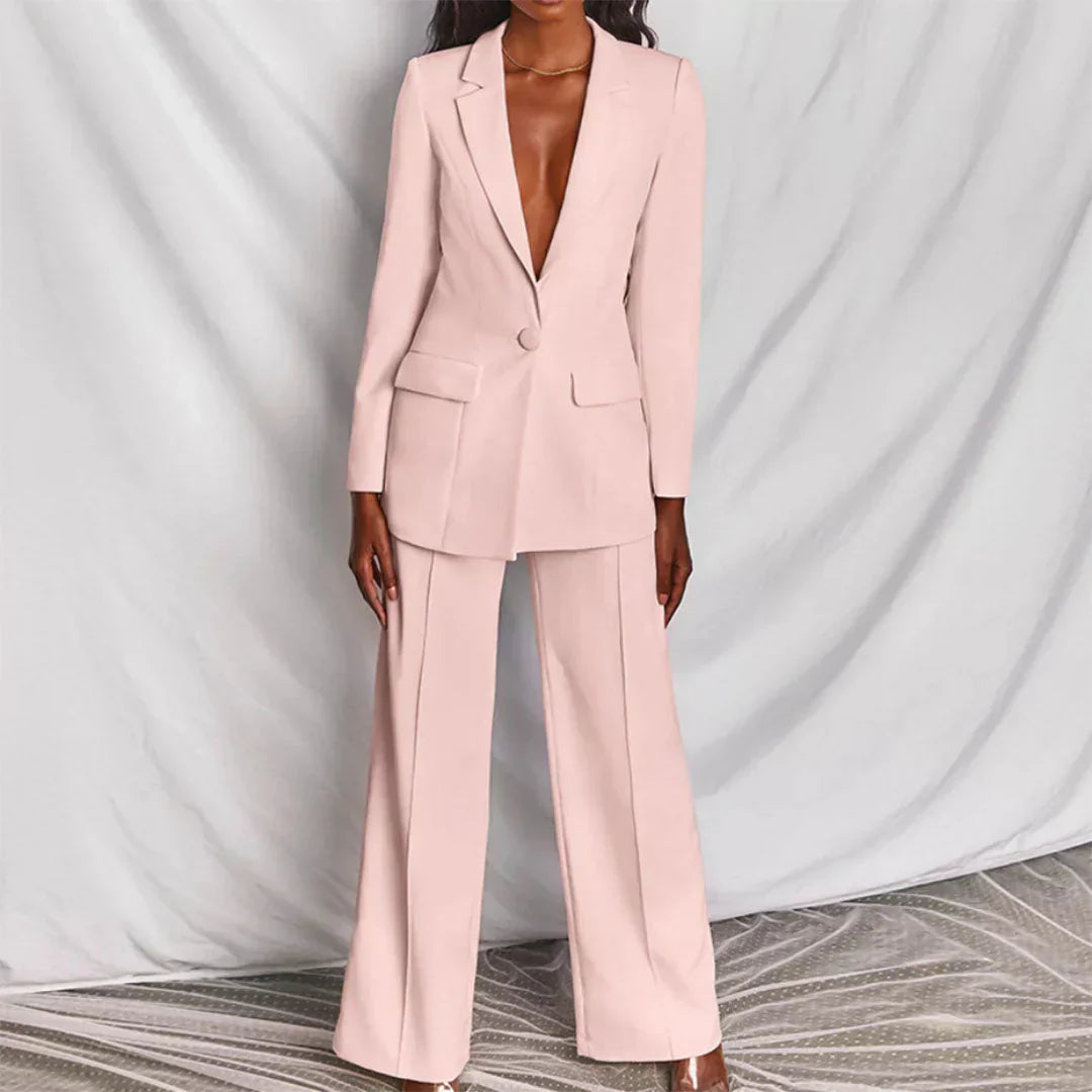 Harper | Women Trouser Suit długi blazer Wide-Leg Structured