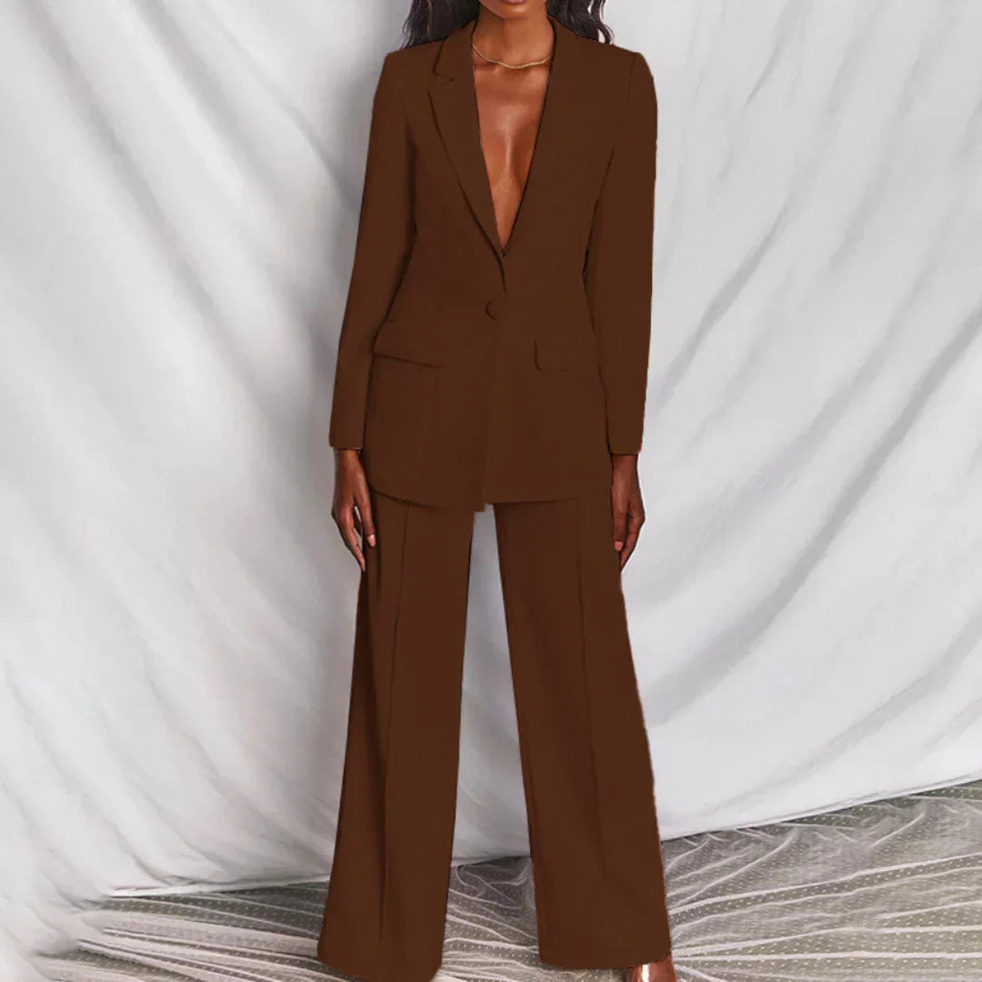 Harper | Women Trouser Suit długi blazer Wide-Leg Structured