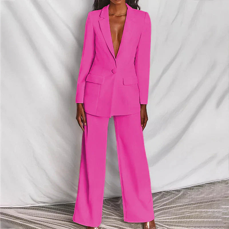 Harper | Women Trouser Suit długi blazer Wide-Leg Structured