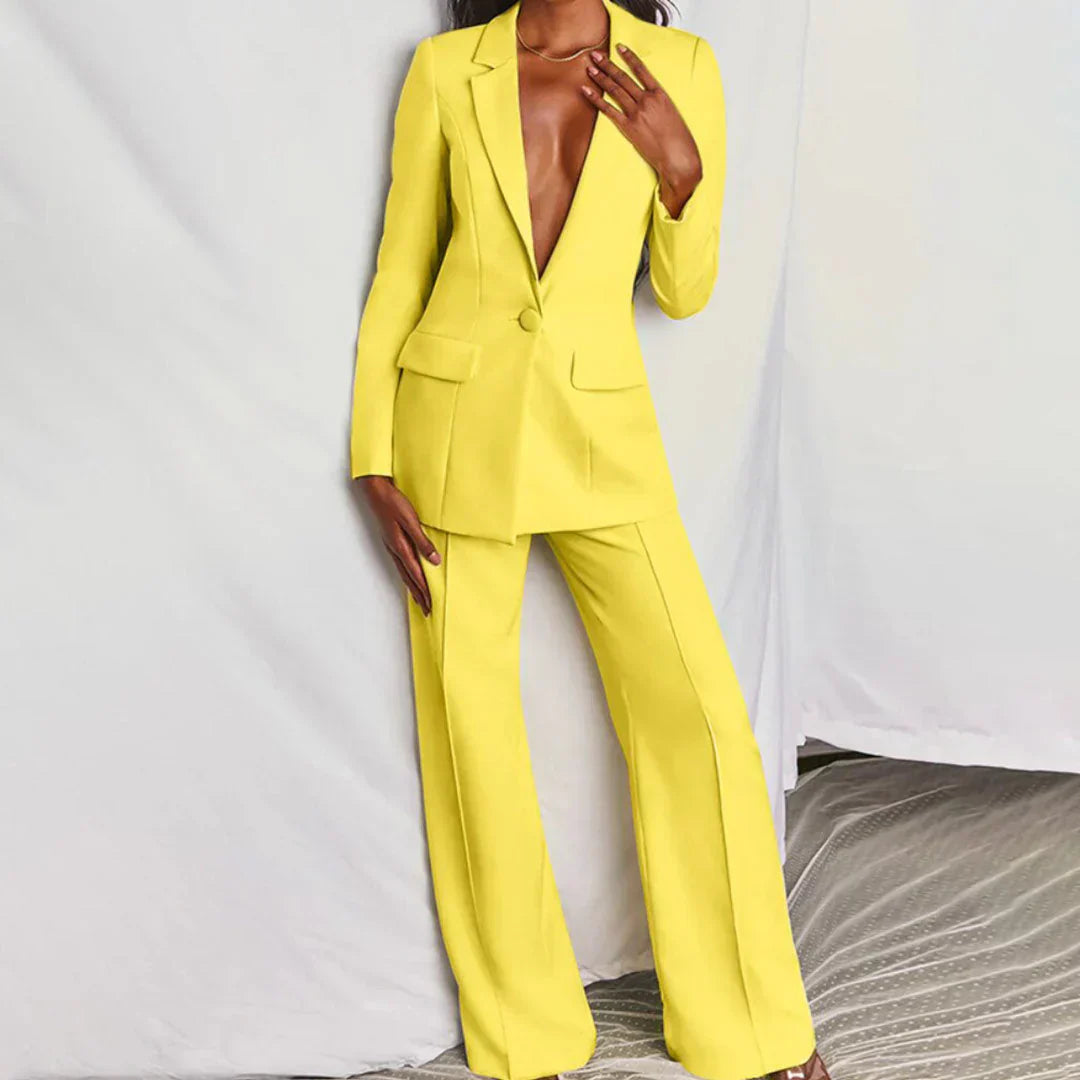 Harper | Women’s Trouser Suit Longline Blazer Wide-Leg Structured