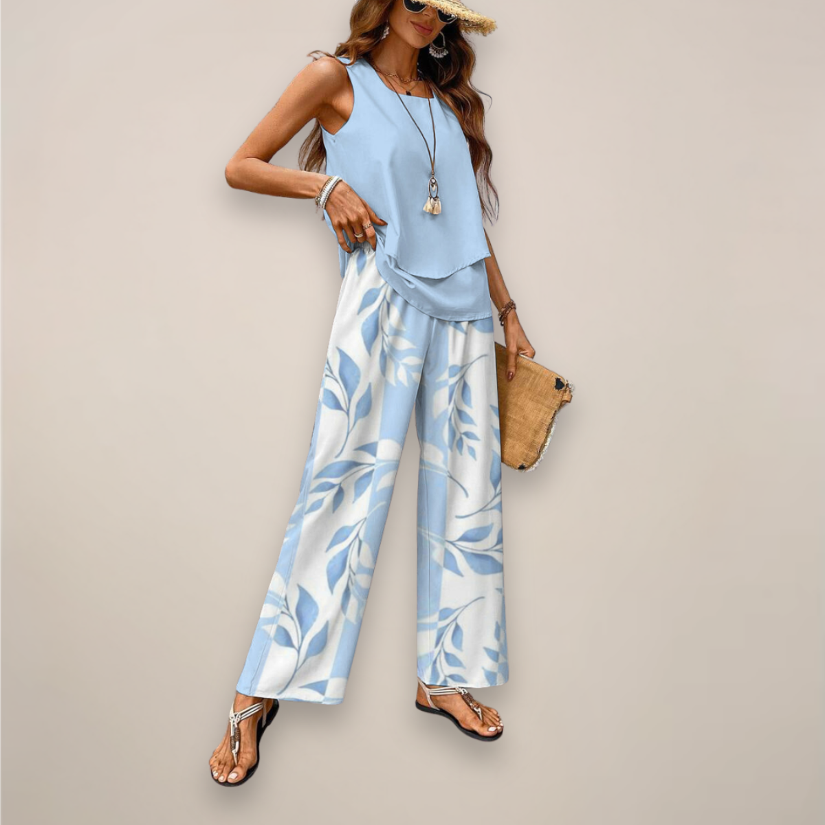 Ava | Women Spring wzorzysty Wide-Leg set