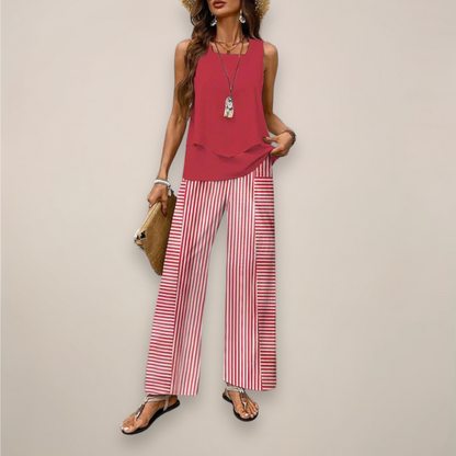 Ava | Women Spring wzorzysty Wide-Leg set