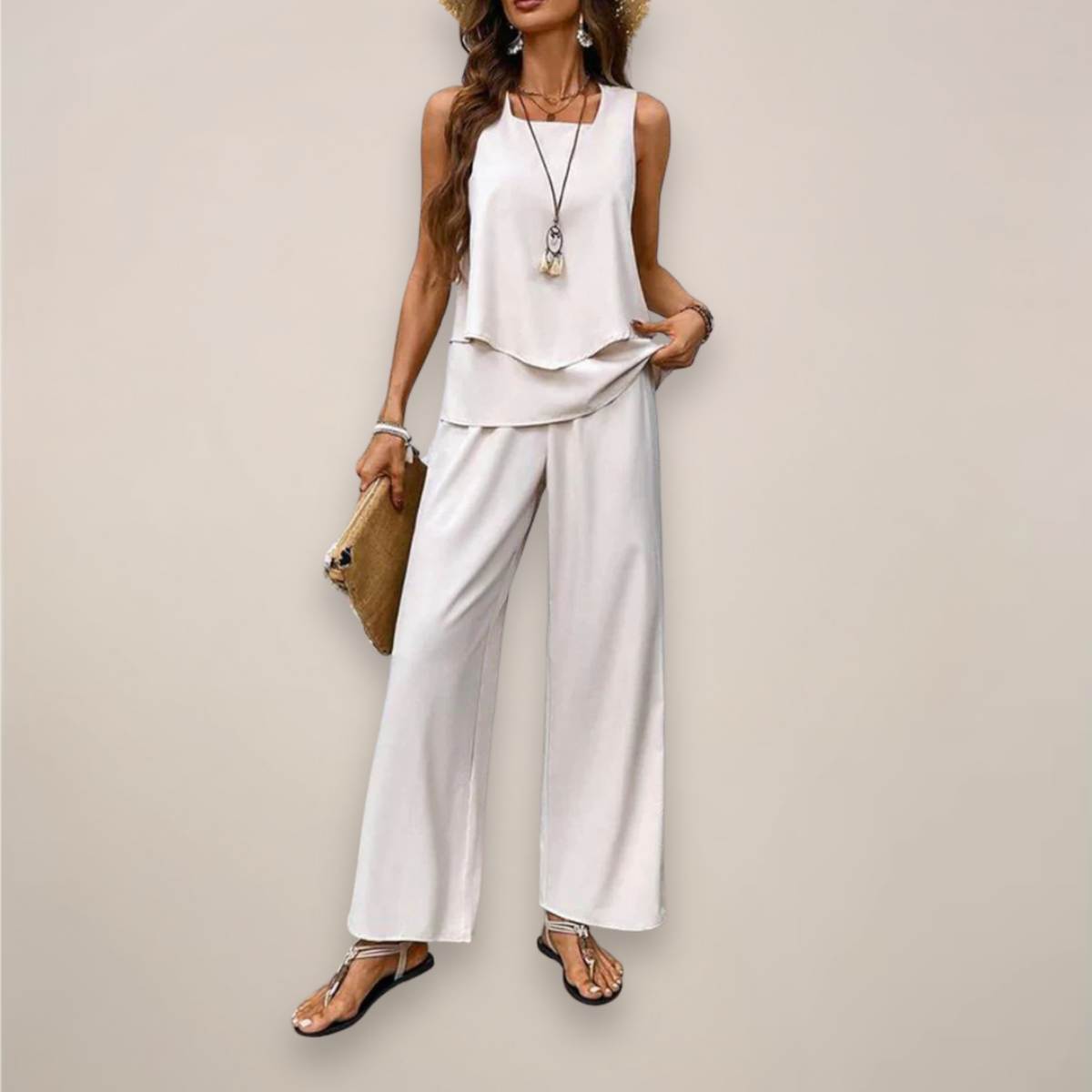 Ava | Women Spring wzorzysty Wide-Leg set
