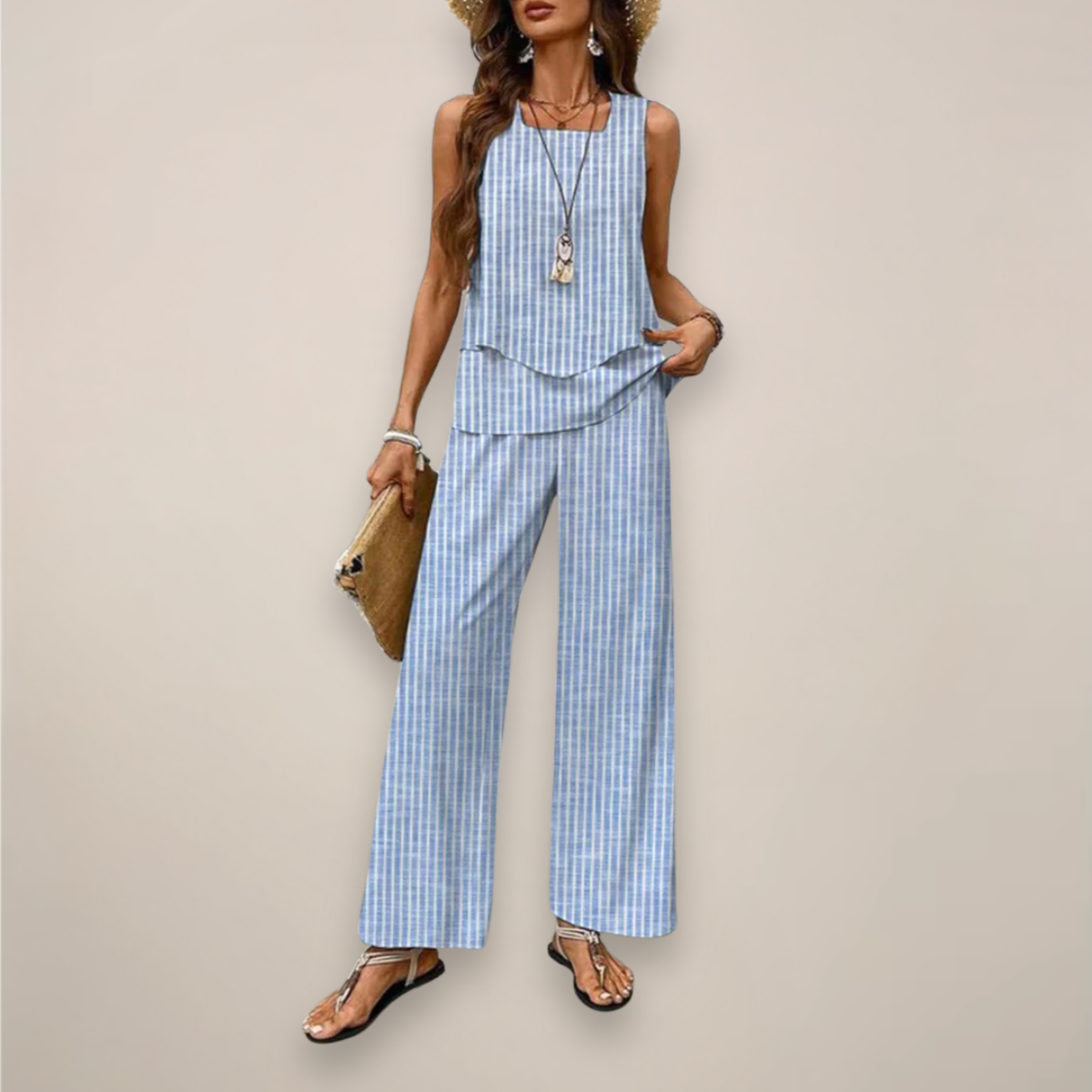 Women Spring Printed Wide-Leg Set